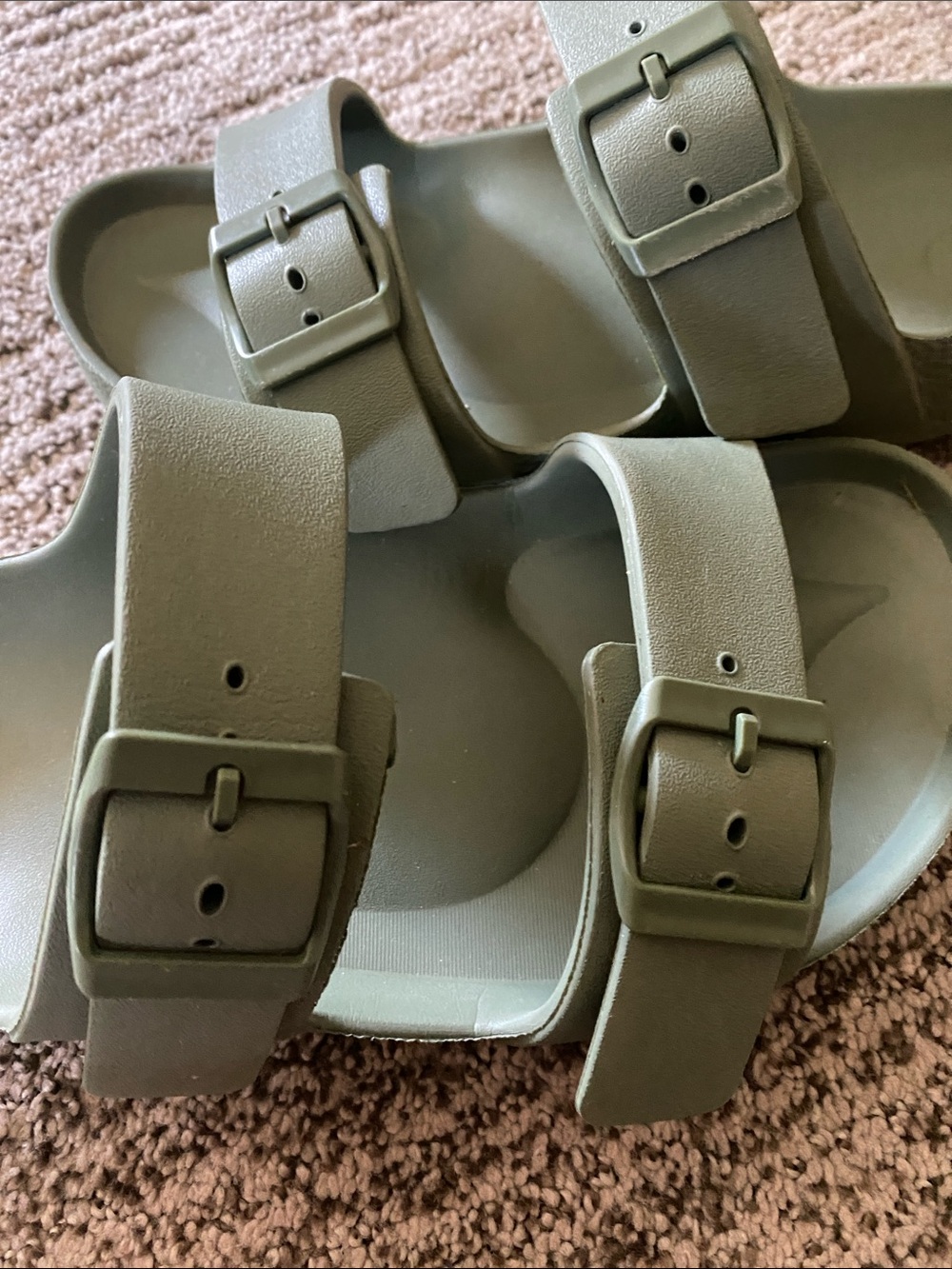 Shade & Shore Olive Green Double Buckle Slide Sandals - Picture 5 of 5